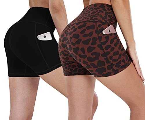 Fengbay 2 Packs Print Biker Shorts for Women 5\