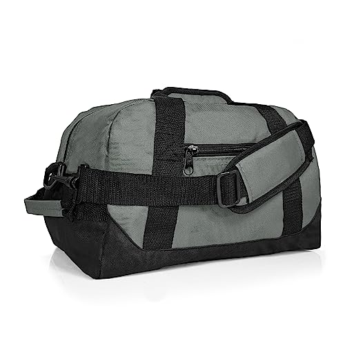 DALIX 14" Small Duffle Bag Two Toned Gym Travel Bag, Gray, 14" X 8-1/2" X 8-1/2" — image 1