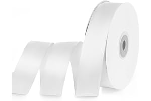 Quhora 1" x 50 Yards Satin Ribbon - White Silk Ribbon with Spool - Ideal for Gift Wrapping, Floral Bouquets, Crafts, Wedding Party Decorations, Christmas and Sewing Projects