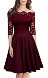 Mysmantic Women's Dresses Fashion Half Sleeve Embroidery Lace Dress(S-XL)