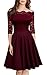 Mysmantic Women's Dresses Fashion Half Sleeve Embroidery Lace Dress(S-XL)