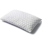 Adjustable Hypoallergenic Shredded Memory Foam Pillow, Xixi Home White Original Memory Foam Stuffed Pillow with Dust Mite Resistant Bamboo Cover, Neck and Shoulder Pain Relief (Queen)