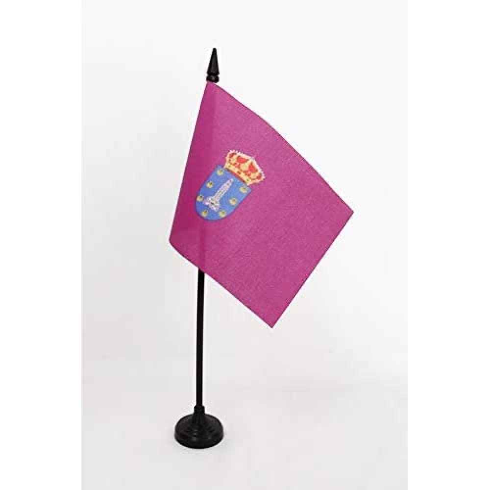 AZ FLAG - Province of A Coruña Table Flag 4'' x 6'' - Corunna Office Mini Banner 100% Polyester 15 x 10 cm - Mini Desk Flag with 10'' Pole and Black Plastic Base