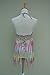 Fringe Bikini Halter Crop Top Handmade Crochet Swimsuit Summer Beachwear (Multicolored) One Size