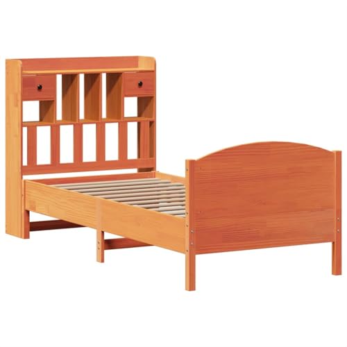 vidaXL Letto Libreria senza Materasso Marrone Cera 75x190 cm in Pino