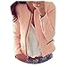 Women Fashion Casual Long Sleeve O Neck Front Zipper Pink Coat Jacket (L)