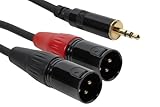 Elite Core SuperFlex Gold SFP-Y05XM3.5MM Two XLR Male to 3.5mm Stereo Y Patch Cable, 5-Feet