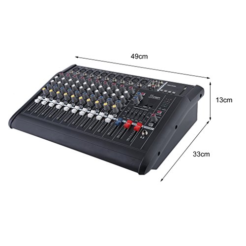 Simoner 10 Channel Professional Powered Mixer Power Amplifier Audio Mixer Amp, 16DSP, 48V