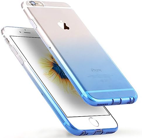 iPhone 6 Case,Aprilday Ultra Slim Gradient Crystal Clear Case Soft Transparent TPU Rubber Anti-Slip Protective Cover Shell with Dust Plug for Apple iPhone 6/6S (4.7 inch) (blue)
