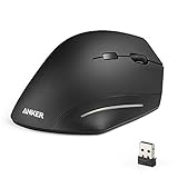 Wireless Mouse, Anker Ergonomic USB 2.4G Wireless Vertical Mouse with 3 Adjustable DPI Levels 800 / 1200 / 1600 and Side Controls, Black