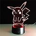 3D Illusion LED Night Light,7 Colors Gradual Changing Touch Switch USB Table Lamp for Holiday Gifts or Home Decorations (Pokemon Pikachu)
