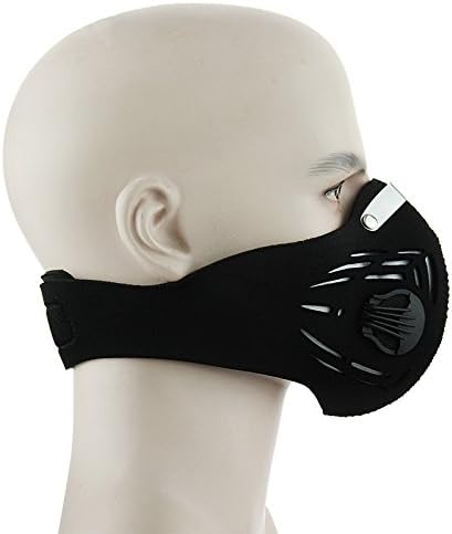 PiscatorZone Protective Face Mask Workout Training Fitness Mask for Running Cycling Skiing Outdoor Activities-Dustproof Activated Carbon Filtration Exhaust Gas Anti Pollen Allergy PM2.5 (Black)