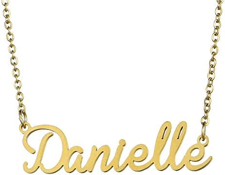 Name Necklace Personalized,Name Necklace Cursive Font Made with Name Pendant 16" Adjustable Chain