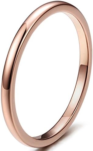 Tungary 2mm Tungsten Carbide Rings for Women Wedding Band Engagement Promise Domed Size 8.5