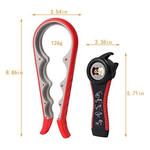 Jar Openers Can Openers 5 in 1 Multi Function Bottle Opener Kit with Silicone Grip for Weak Hands, Children, Senior and Arthritis Sufferers, Silicone Hand Gripper Aid (2 Packs)