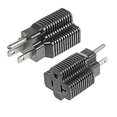 TENINYU NEMA 5-15P To 5-20R Adapter,15 Amp Household Plug to 20 Amp T-Blade Female Adapter,15 Amp Male To 20 Amp Female Plug Outlet 3 Prong Household T-Blade Adapter