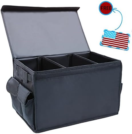 Careboss Car Trunk Storage Organizer Non-slip Waterproof with 3 Compartments and 6 Additional Pockets for Small Cars, SUV, CDV, MPV，1 PCS Big Size Anti-Slip Silicone Car Pad/Mat as Gift
