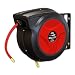 REELWORKS Air-Hose-Reel Retractable 3/8" Inch x 50' Feet Premium Commercial Red Flex Hybrid Water Compressor Polymer Hose Max 300 PSI Heavy Duty Polypropylene Construction Industrial Spring Drive primary