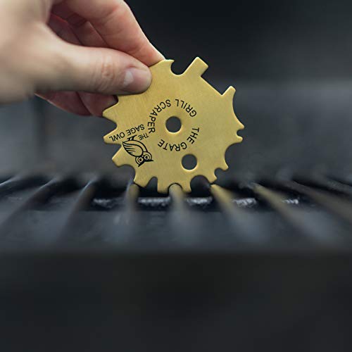 Safe Brass Grill Scraper Tool - Avoid A Common Outdoor Grilling Hazard with This BarBQue Tool - The Grate Grill Scraper