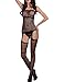 Flora Florida Flirty Open Crotch Bodystockings Black Stretchy Tights One Piece Bodysuit Sexy Fishnet Striped Strappy Lingerie One Size