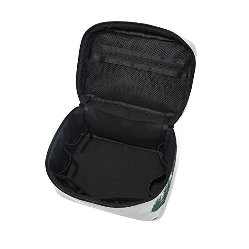 LORVIES Mountains And Ski Equipment Snow Cosmetic Bag Canvas Travel Toiletry Bag Top Handle Single Layer Makeup Bag Organizer Multi-function Cosmetic Case for Women - Thumbnail 4