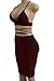 ioiom Woman's Strappy Backless Bandeau Stretchy Slim Fit Tight Summer Midi Dress Wine L