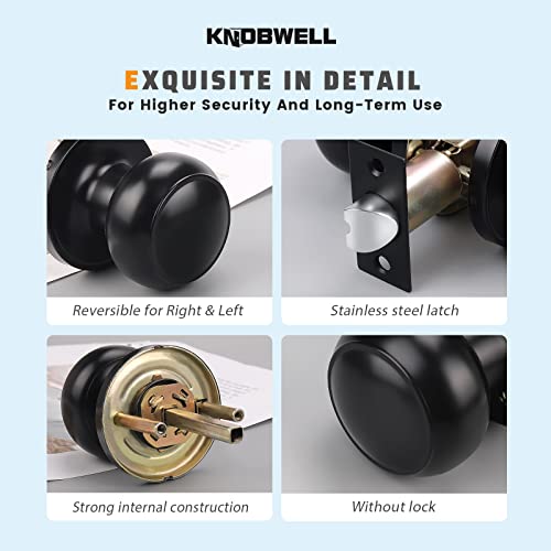 KNOBWELL 10 Pack Modern Door Knob Passage Door Knob, Black Closet Door