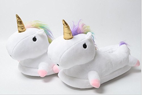 Unicorn Slipper Winter Warm Soft Plush Shoes for Home Indoor/Outdoor (White)