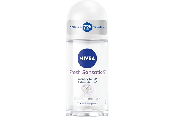 NIVEA Fresh Sensation Roll-On Antiperspirant Deodorant with 72-Hr Odour and Sweat Protection, Eliminates Bacteria, Clean and
