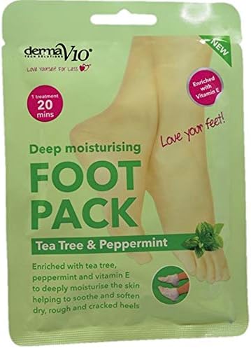 Derma V10 Foot Pack Mask (4 Pack) Deep Moisturising Tea Tree and Peppermint Oil - Image 3