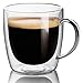 Set Of 2 Mugs - 14 oz Large Coffee Mug Double Wall Glass, Clear Cups, Dishwasher. Microwave, freezer with NO RISK.