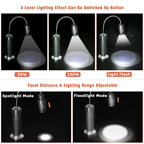 SIHIVIVE Barbecue Grill Light Magnetic Base Super-Bright LED BBQ Lights 360 Degree Flexible Gooseneck, Weather Resistant Portable Outdoor Light, 6 Batteries Included-2 Pack