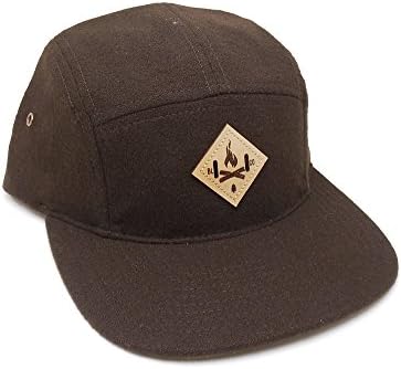 Outdoorsman Hat - Bonfire Leather Patch - 5 Panel Melton Wool Camper Hat