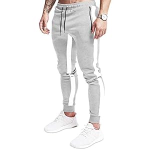 VANVENE Men Pant Slim Fit Jogging Sweatpants Fitness Pants Jogger Trousers Causal Tracksuit Bottoms with Zip Pocket