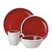 Rachael Ray Rise Stoneware 16-Piece Dinnerware Set, Red