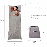Cotton Sleeping Bag Liner Travel and Camping Sheet Lightweight Warm Roomy Compact Sleep Bag And Sack for Hotel, Youth Hostels, Picnic,Hiking,Climbing 82.7 X 45 Inch,Khaki Grey