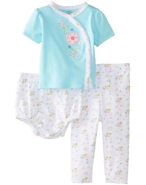Baby-Girls Newborn Side-Snap Shirt, Pant, Diaper Cover-Flower