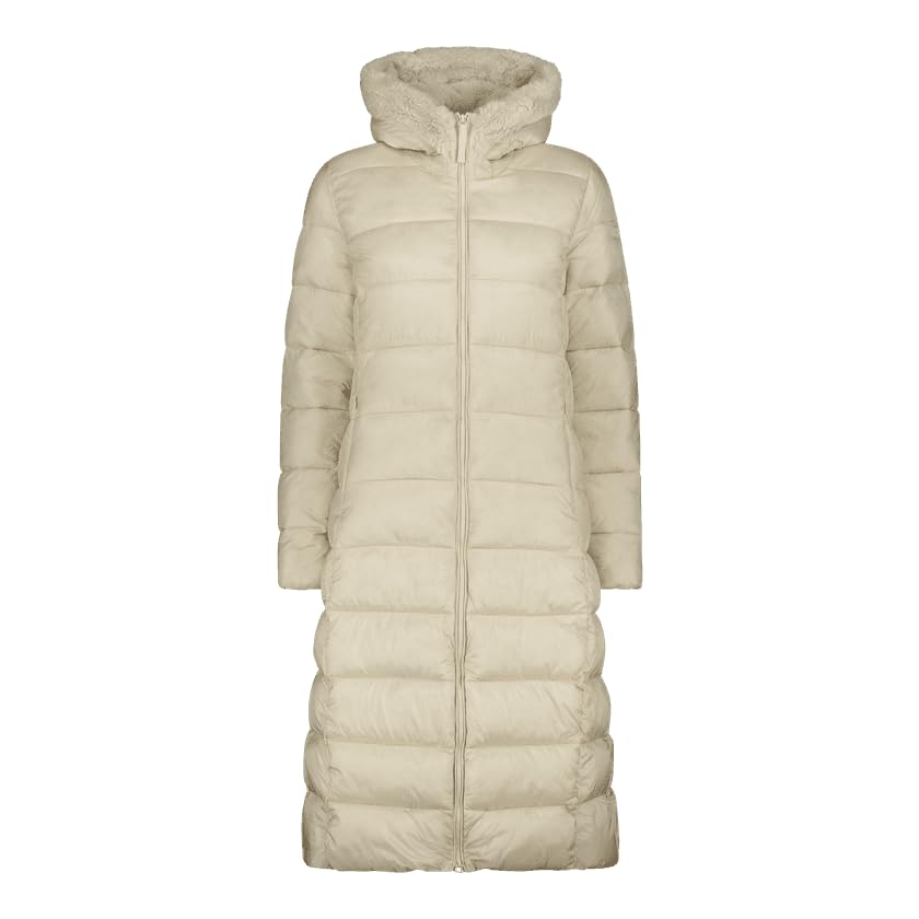 CMP - Cappotto da donna in nylon con cappuccio fisso, Vaniglia, 42