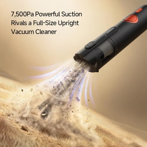 Deerma XC01 Portable Handheld Vacuum Cleaner, 7500Pa Powerful Suction Cordless Mini Vacuum, 6-in-1 Multifunctional for Car & Home, Type-C Fast Charge, with Green Light Dust Detection