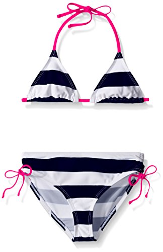 Kanu Surf Big Girls Layla Stripe Bikini Swimsuit, Navy, 10