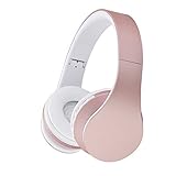 LAFEINA Bluetooth Headphones Over Ear, Foldable Stereo Headsets, Wireless/Wired Earphones with Built in Microphone for iPhone, iPad, Smart Phones & Tablets(Rose Gold)