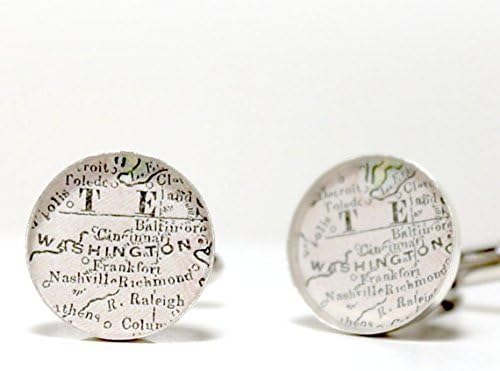 Antique Washington DC Map Sterling Silver Cuff Links by DLK Designs