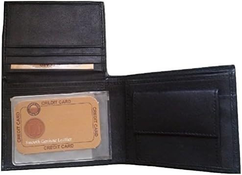 Men's GENUINE Lamb Skin Soft SMOOTH LEATHER Black Bi-fold Key Coin Pocket ID WALLET