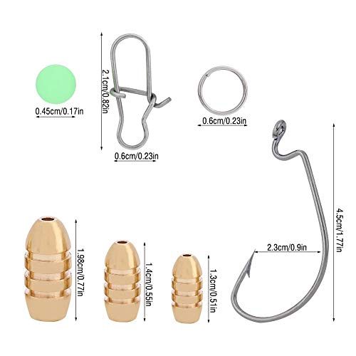 Angeln Gewichte Angelzubehör Set, Angeln Box Set Bass Werfen Sinker Gewichte Jig Haken Schwenkring Leuchtperlen Fischen Platinen Kit mit Aufbewahrungsbehälter – Bild 5