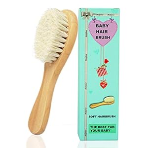 Molylove Baby Hair Brush with Wooden Handle and Super Soft Goat Bristles for Newborns & Toddlers