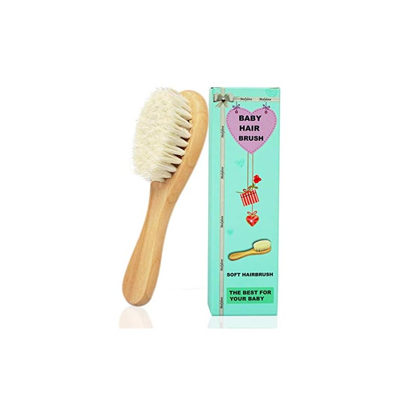 Molylove Baby Hair Brush with Wooden Handle and Super Soft Goat Bristles for Newborns & Toddlers