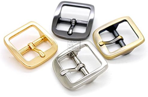CRAFTMEMORE 3/4 Inch Single Prong Belt Buckle Square Center Bar Buckles Purse Making Accessories - Pick Color (10 Pack, Silver)