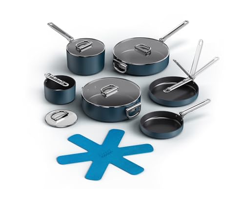 Joseph Joseph Space 6pc Non-Stick Cookware Set, Folding Stainless Steel Handles, Space-Saving Induction Pot & Pan Set