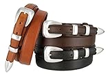 Silver Buckle Set Oil-Tanned Genuine Leather Western Ranger Belt for Men
