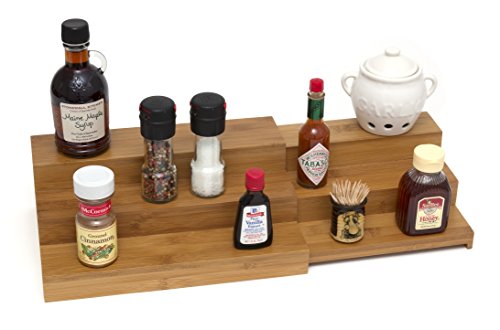 Lipper International 8807 Bamboo Wood Expandable 3-Tier Step Shelf Kitchen Organizer - Thumbnail 3